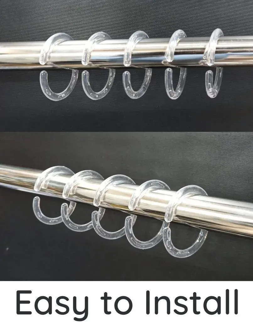 FAPBADRI Transparent Plastic Shower Curtain Rings 36 Pieces | Rust-Free C-Design for Easy Installation - view 5