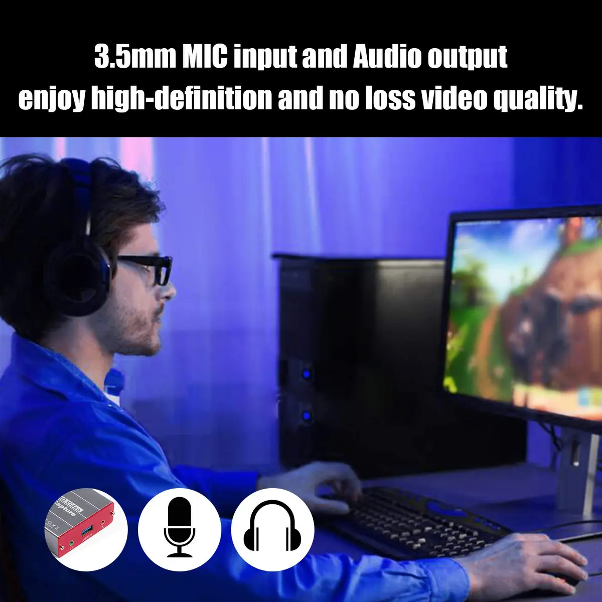 Mirabox USB3.0 4K HDMI Video Capture Card HSV3202, 1080p@60fps, 105g (3.7oz) | Zero Latency HDMI Passthrough for OBS Twitch Streaming - view 6