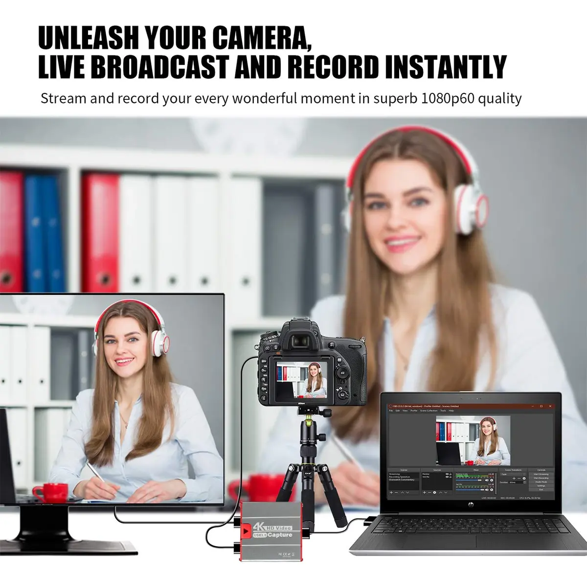 Mirabox USB3.0 4K HDMI Video Capture Card HSV3202, 1080p@60fps, 105g (3.7oz) | Zero Latency HDMI Passthrough for OBS Twitch Streaming - view 3