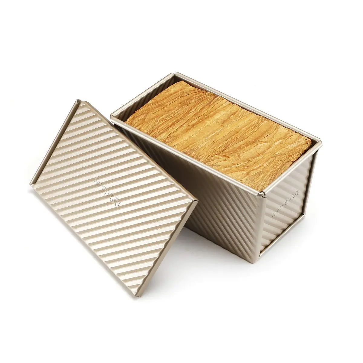 Monfish Pullman Loaf Pan w Lid 1lb 8.5x4.75x4.5 | Even Heat Conductivity, Nonstick, Oven Safe - view 3