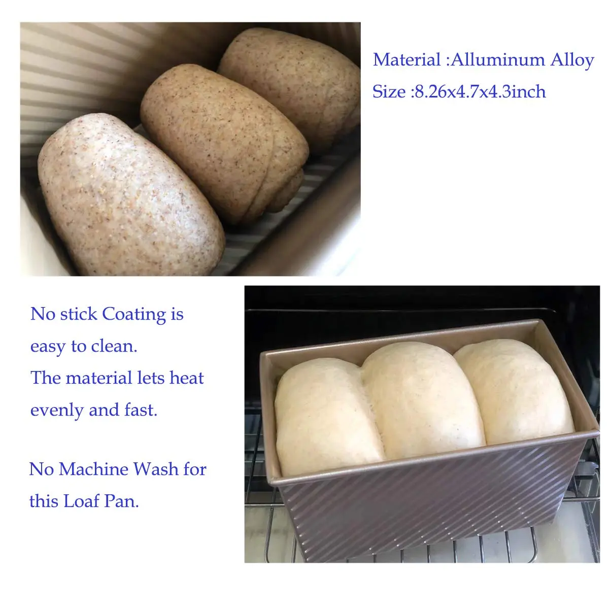 Monfish Pullman Loaf Pan w Lid 1lb 8.5x4.75x4.5 | Even Heat Conductivity, Nonstick, Oven Safe - view 4