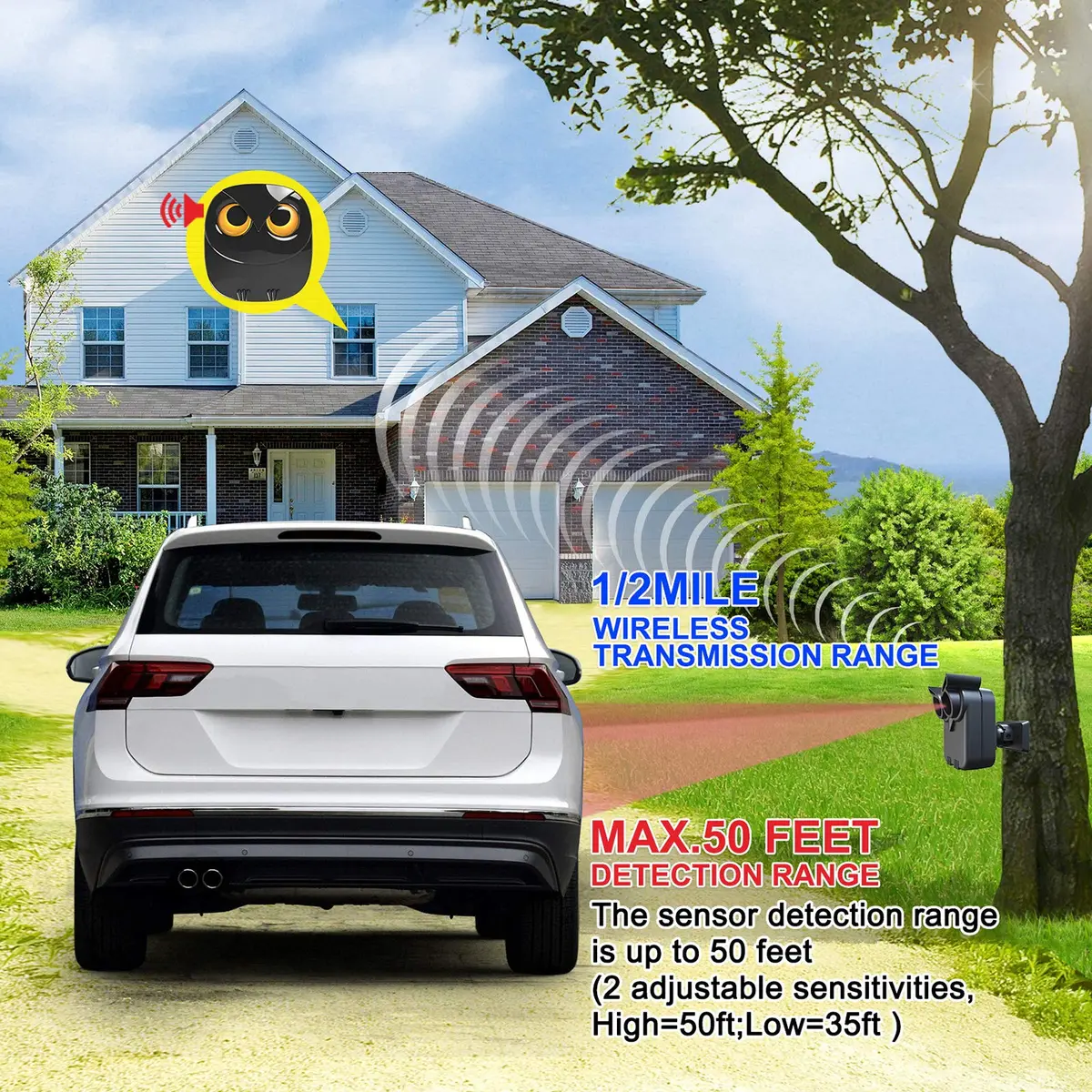 HTZSAFE Wireless Driveway Alarm Long Range Motion Sensor System | 1/2 Mile Transmission, Weather Resistant - view 2