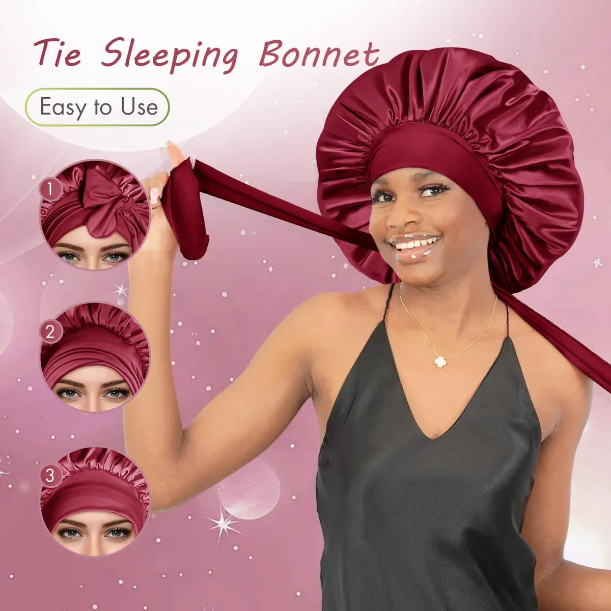 BONNET QUEEN XL Large Silk Bonnet for Sleeping 16.5in | Keeps Hair Moisture & Fits All Hair Types - view 4