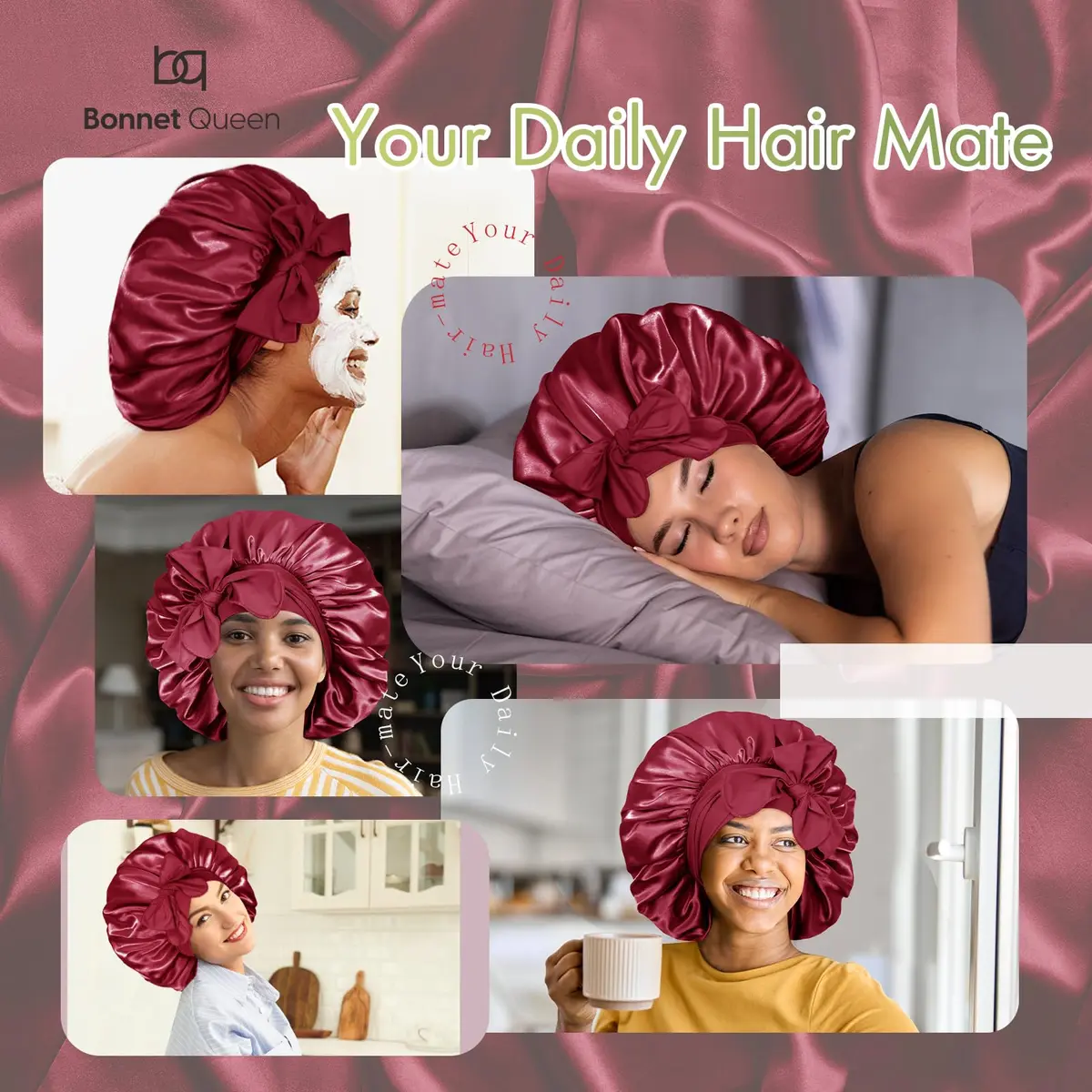 BONNET QUEEN XL Large Silk Bonnet for Sleeping 16.5in | Keeps Hair Moisture & Fits All Hair Types - view 2