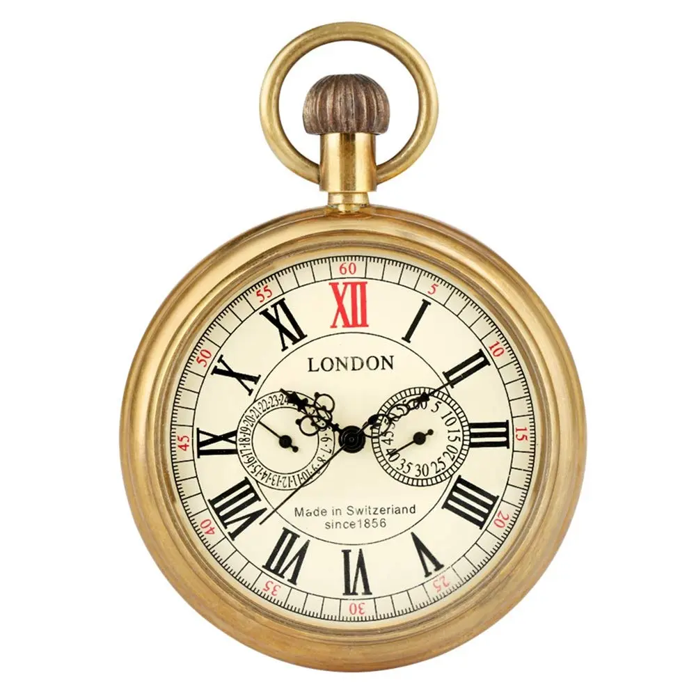 Tiong Vintage Copper Design Hand Winding Mechanical Pocket Watch 47mm | Classic Skeleton Dial for Men - main product image