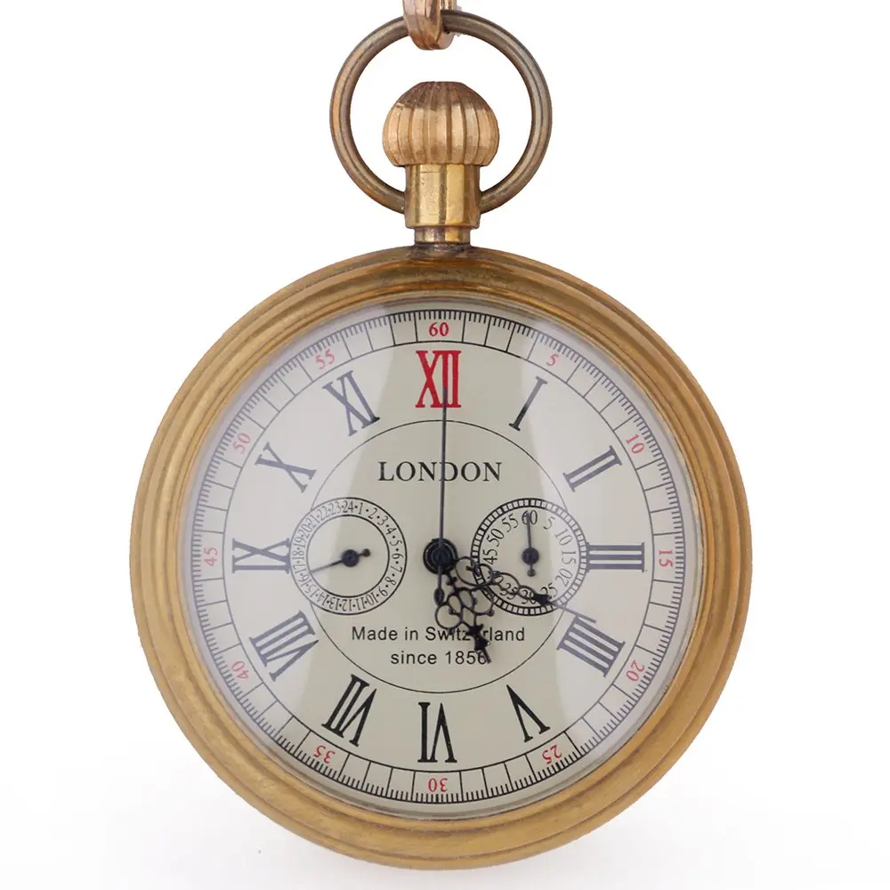 Tiong Vintage Copper Design Hand Winding Mechanical Pocket Watch 47mm | Classic Skeleton Dial for Men - view 2