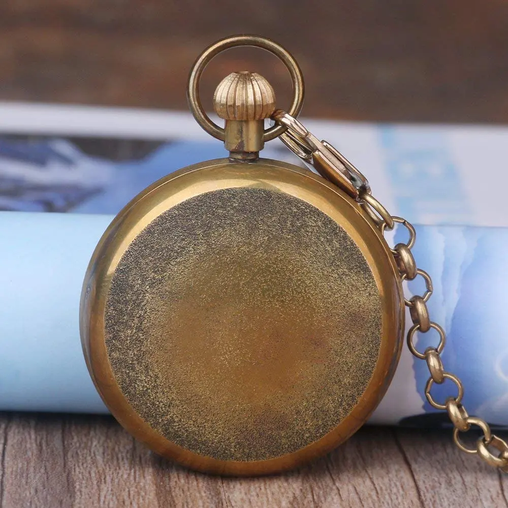 Tiong Vintage Copper Design Hand Winding Mechanical Pocket Watch 47mm | Classic Skeleton Dial for Men - view 3