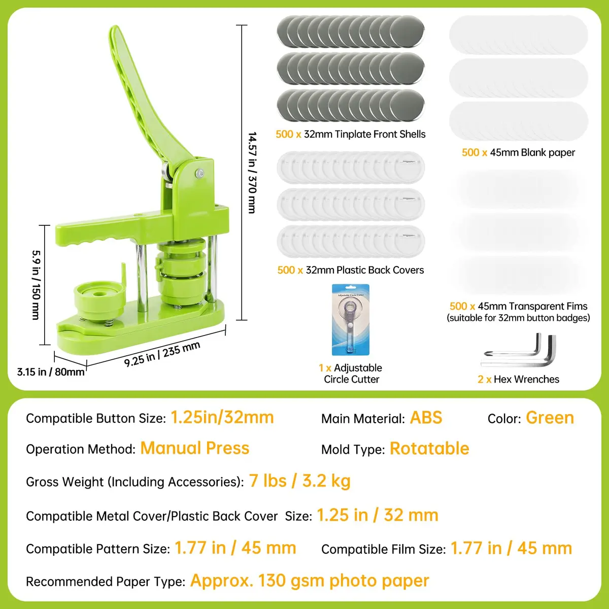 MK.Bear Button Maker Machine 32mm | DIY Gift & Custom Badge Creation (70-120 chars) - view 5