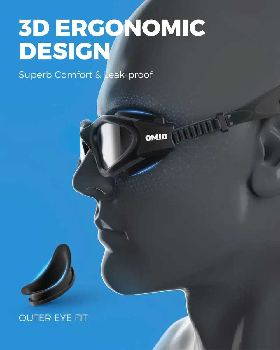 OMID Polarized Swim Goggles for Adults | 180° Wide View Anti-Fog - view 5