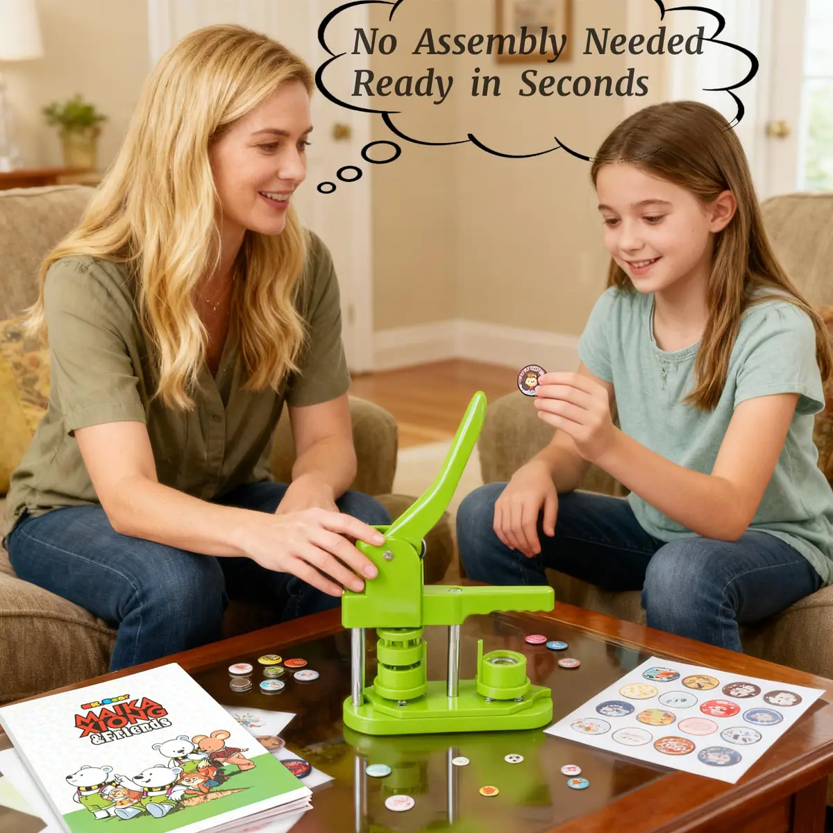 MK.Bear Button Maker Machine 25mm | DIY Gift, Easy Operation, Green - view 2
