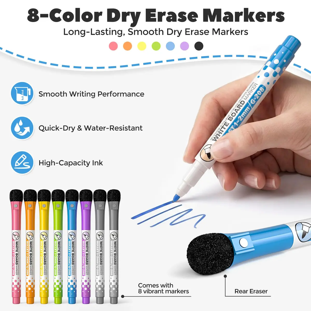 Nicpro 9 x 12 inch Dry Erase Lap Board 2 Pack (22.86 x 30.48 cm) | Ruled & Blank Double-Sided Whiteboard Set with Markers & Erasers - view 5