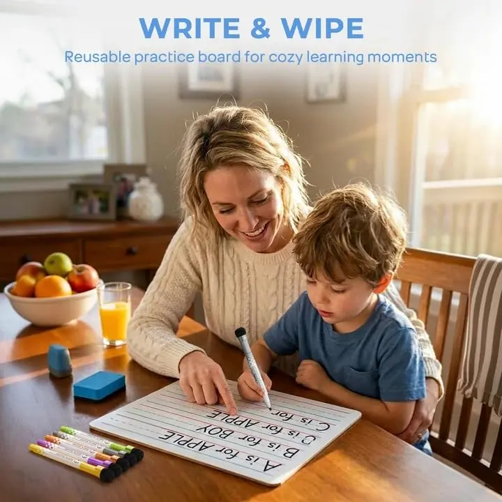 Nicpro 9 x 12 inch Dry Erase Lap Board 2 Pack (22.86 x 30.48 cm) | Ruled & Blank Double-Sided Whiteboard Set with Markers & Erasers - view 10