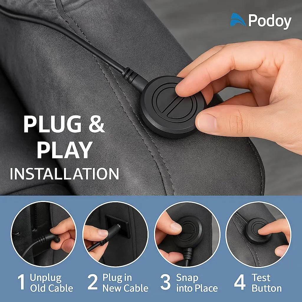 Podoy Electric Recliner Switch Replacement 2 Button 5 Pin Plug | Universal Fixed Power Lift Chair - view 3