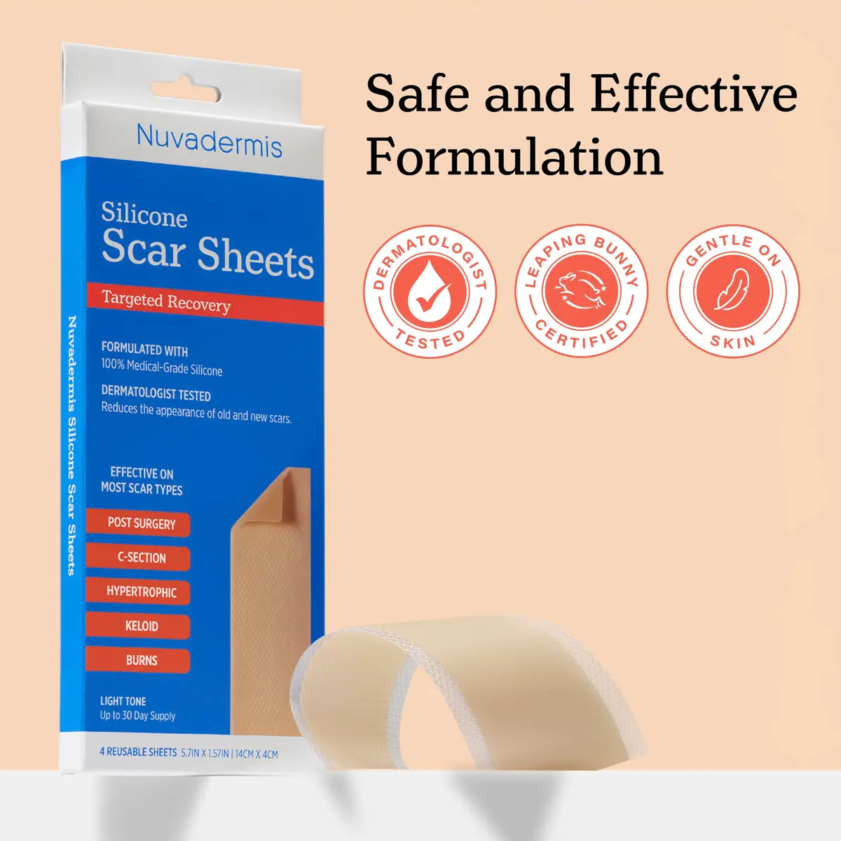 NUVADERMIS Silicone Scar Sheets for Surgical & Old Scars | Hydrating, Comfortable & Dermatologist Tested - view 4