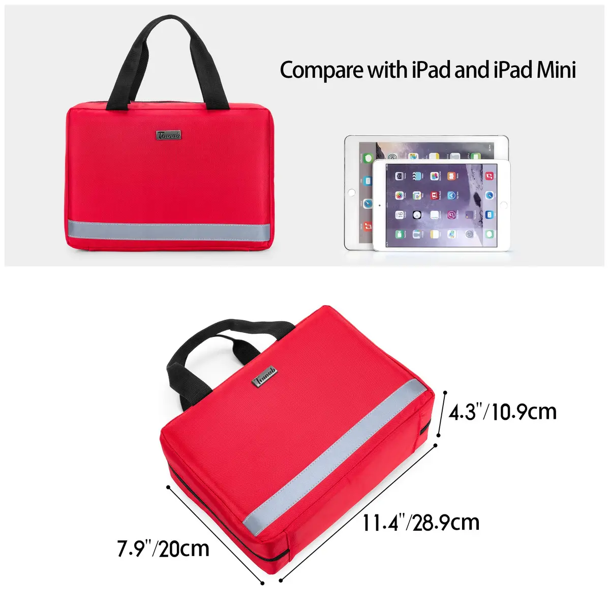 Trunab Small First Aid Kit Bag Empty Portable Emergency Kits Trauma Bag Red | Water-Resistant Nylon Organizer - view 6