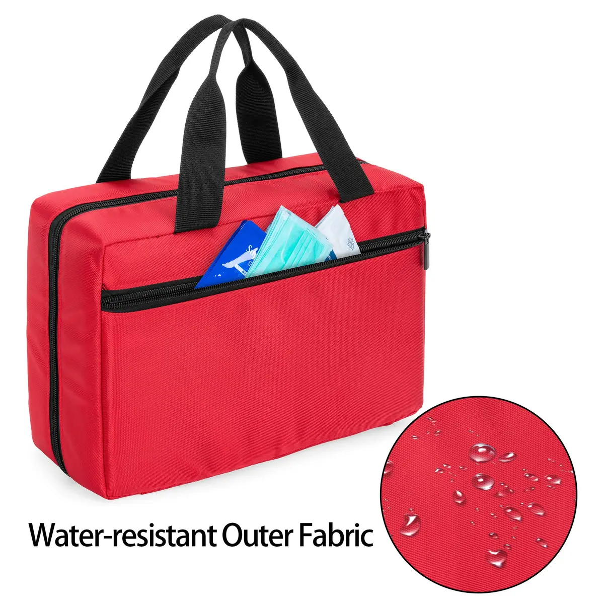 Trunab Small First Aid Kit Bag Empty Portable Emergency Kits Trauma Bag Red | Water-Resistant Nylon Organizer - view 4