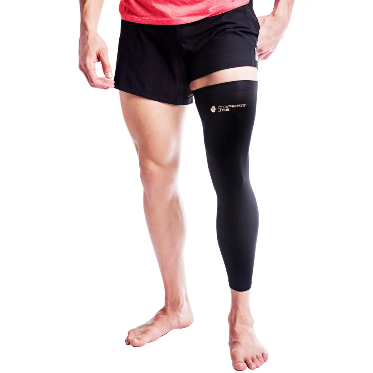 Copper Joe Full Leg Compression Sleeve X-Large Black | FDA Approved Orthopedic Brace for Pain Relief - main product image