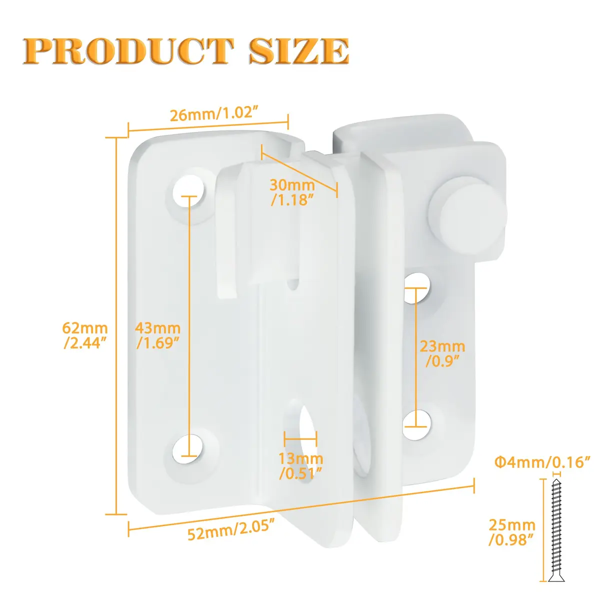 Alise Flip Latch Gate Latches Slide Bolt Lock for Barn & Garden | Stainless Steel White - view 2