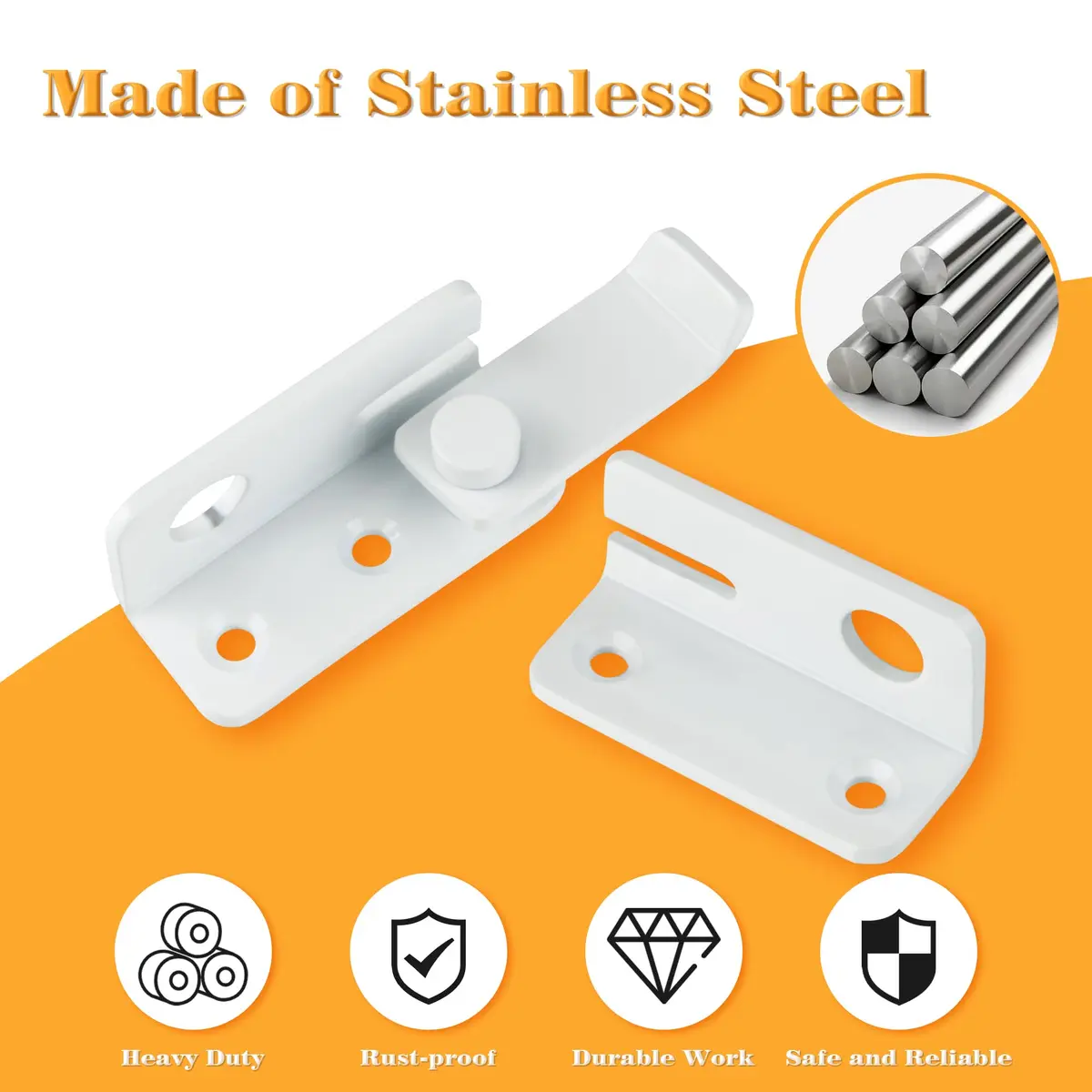 Alise Flip Latch Gate Latches Slide Bolt Lock for Barn & Garden | Stainless Steel White - view 3