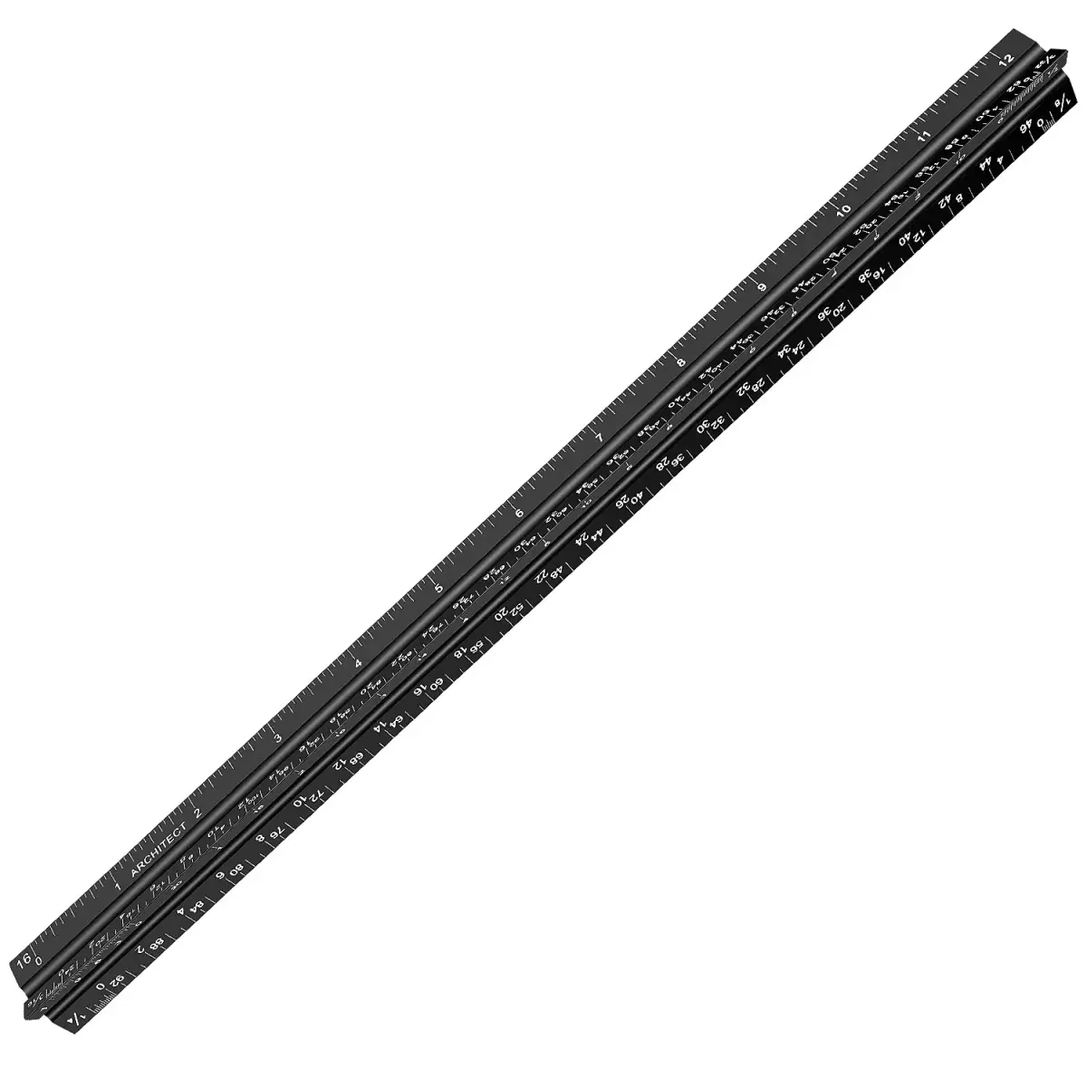 Hutou 12" Architectural Scale Ruler Aluminum Black | Precision Drafting Tool - view 2