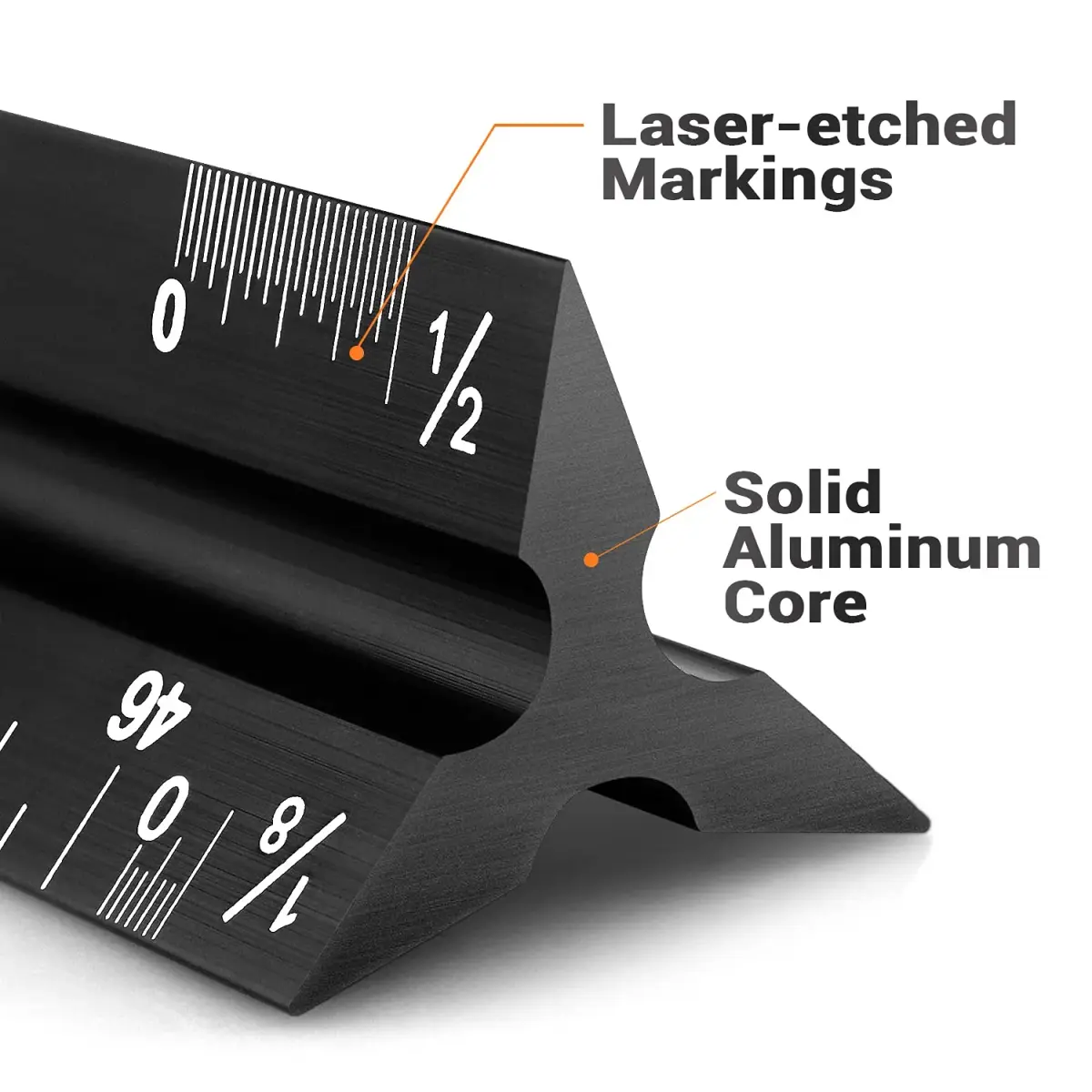 Hutou 12" Architectural Scale Ruler Aluminum Black | Precision Drafting Tool - view 4
