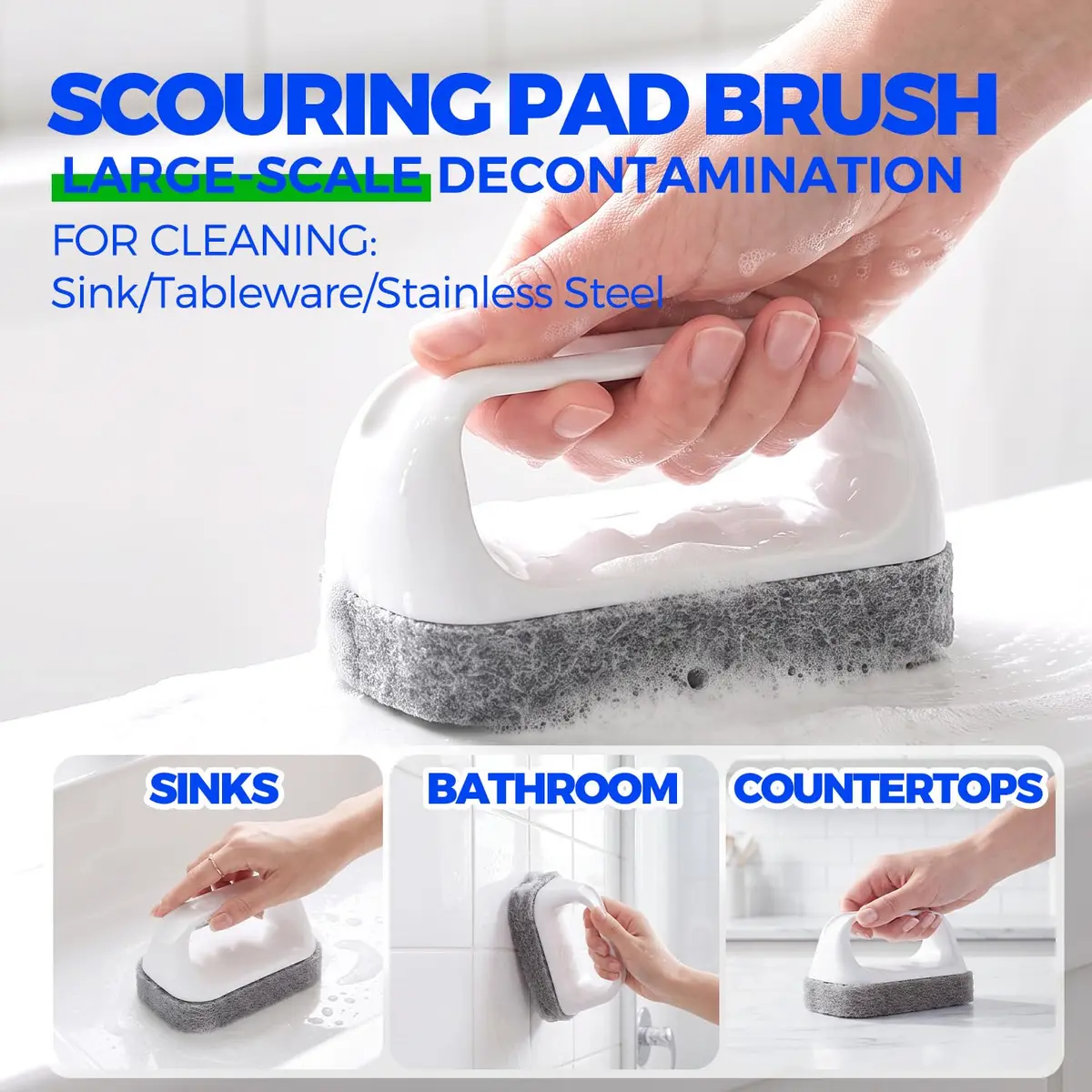 Holikme 6 Pack Dish Brush Set with Handle for Cleaning, Green | Heavy Duty Kitchen & Household Scrubbing Tool - view 5