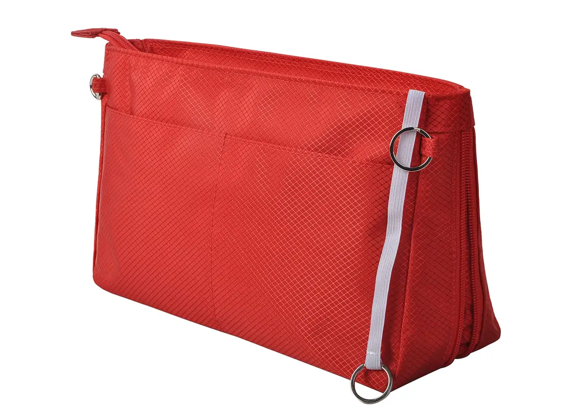Vercord Expandable Red X-Large Nylon Handbag Purse Organizer with Zippered Compartments - main product image
