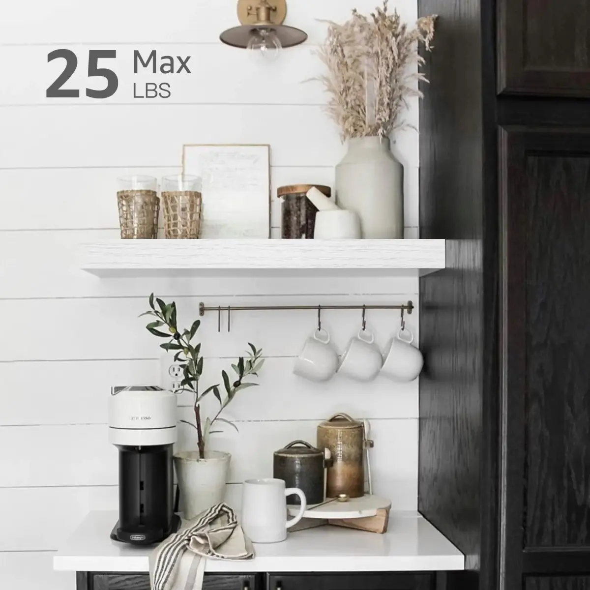 QEEIG White Floating Wall Shelves Set of 2 | 40.4 cm (15.7") x 17 cm (6.7") | Farmhouse Home Decor - view 4