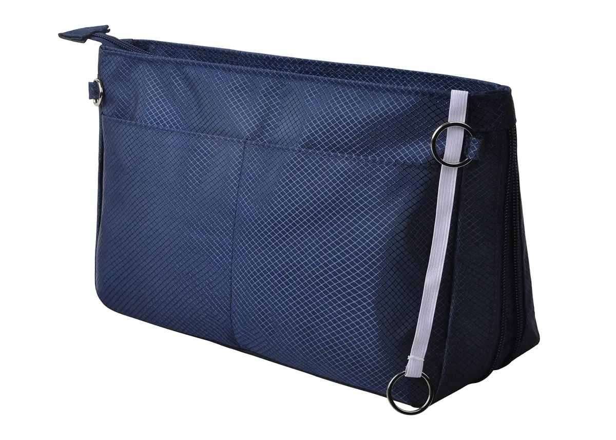 Vercord Expandable Nylon Handbag Purse Organizer Insert Liner Shaper Bag in Bag Navy Large - main product image