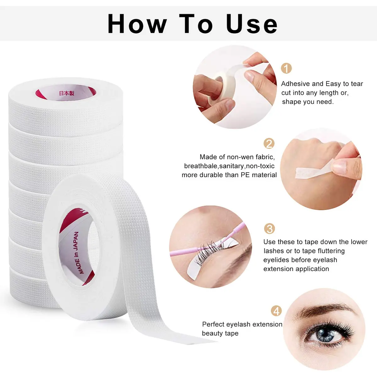 JASSINS Eyelash Tape,Adhesive Fabric,9m x 0.47in | Breathable, Portable, Salon-Quality - view 5