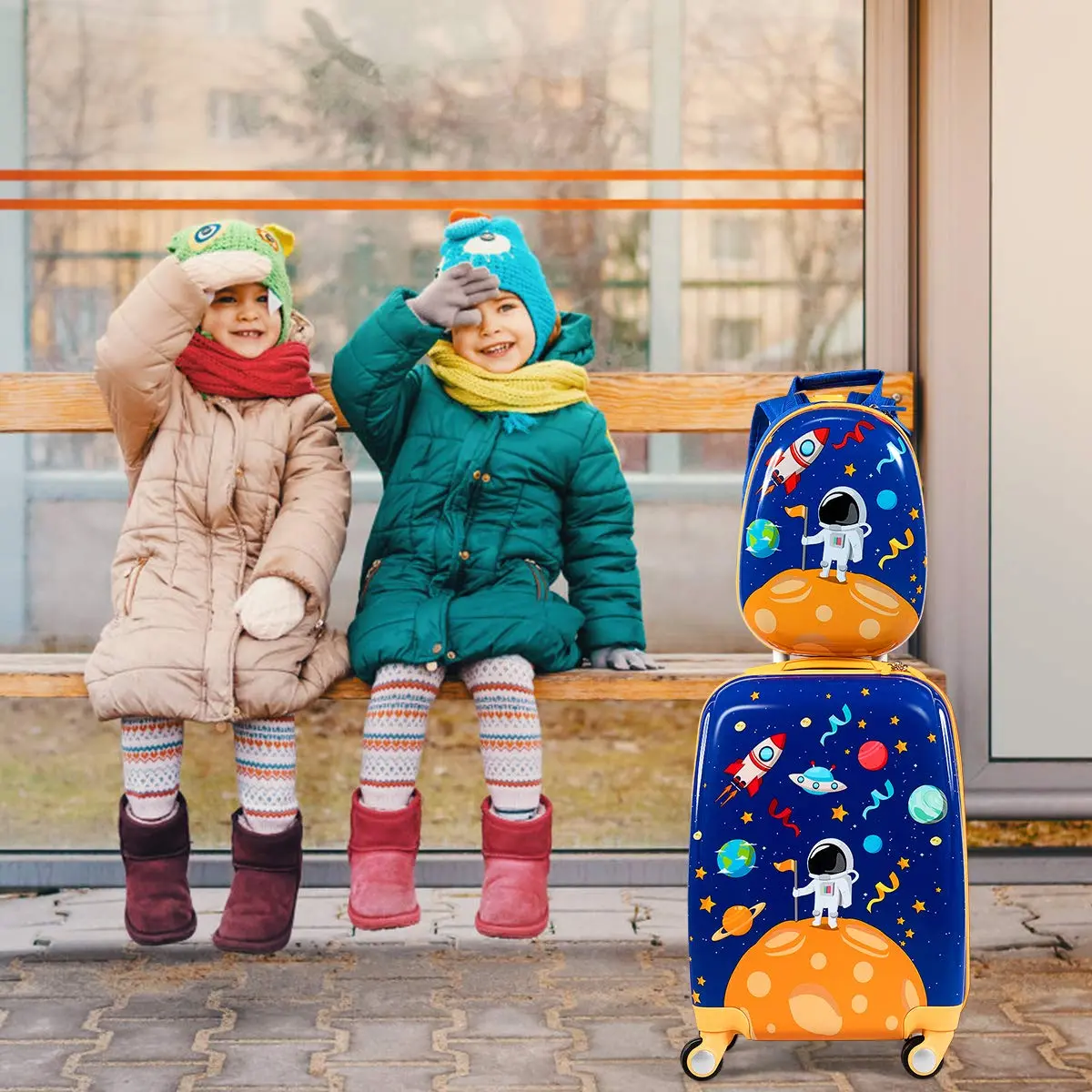 HONEY JOY Kids Luggage Set 12" & 18" | Lightweight Durable ABS Suitcase for Boys Girls - view 5