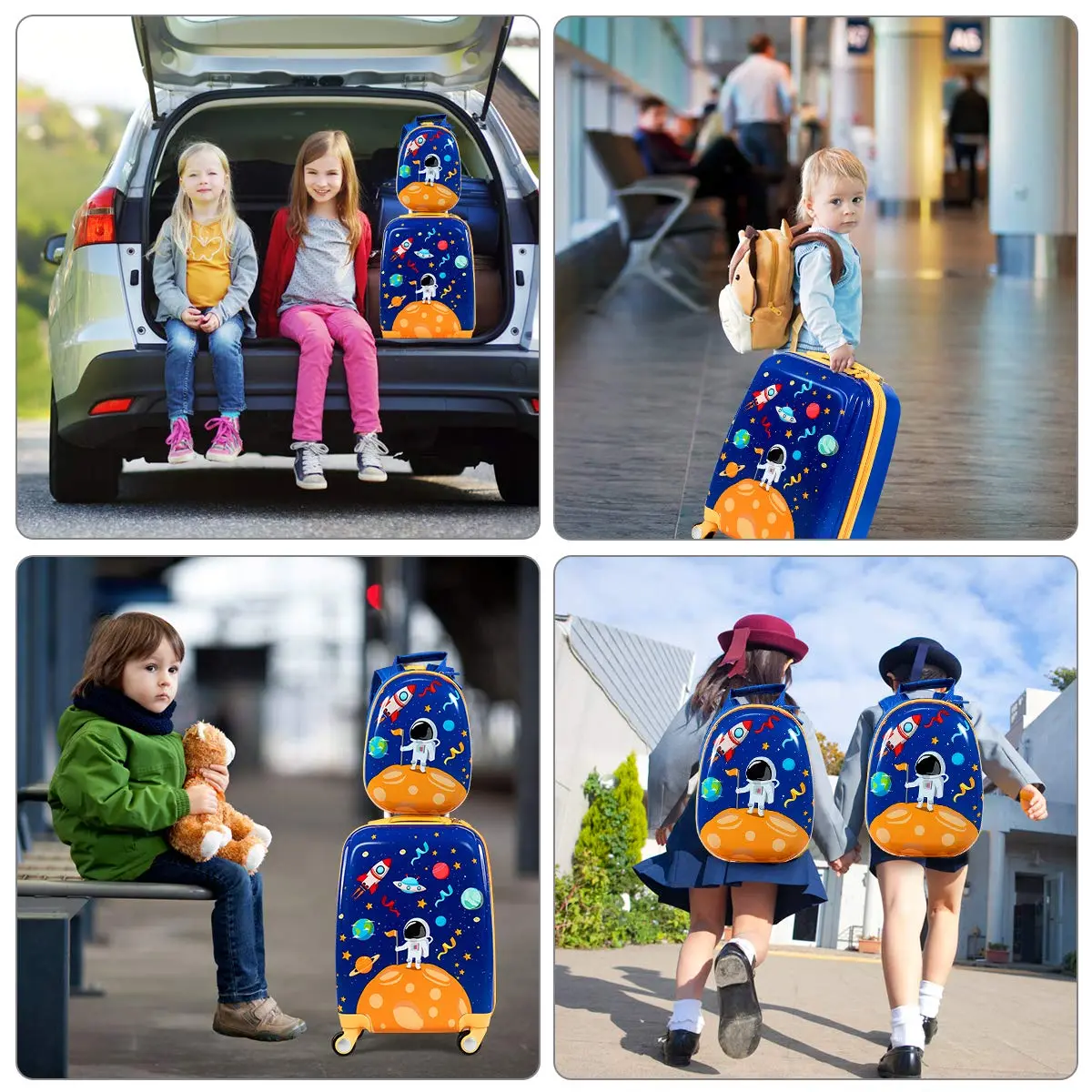 HONEY JOY Kids Luggage Set 12" & 18" | Lightweight Durable ABS Suitcase for Boys Girls - view 6