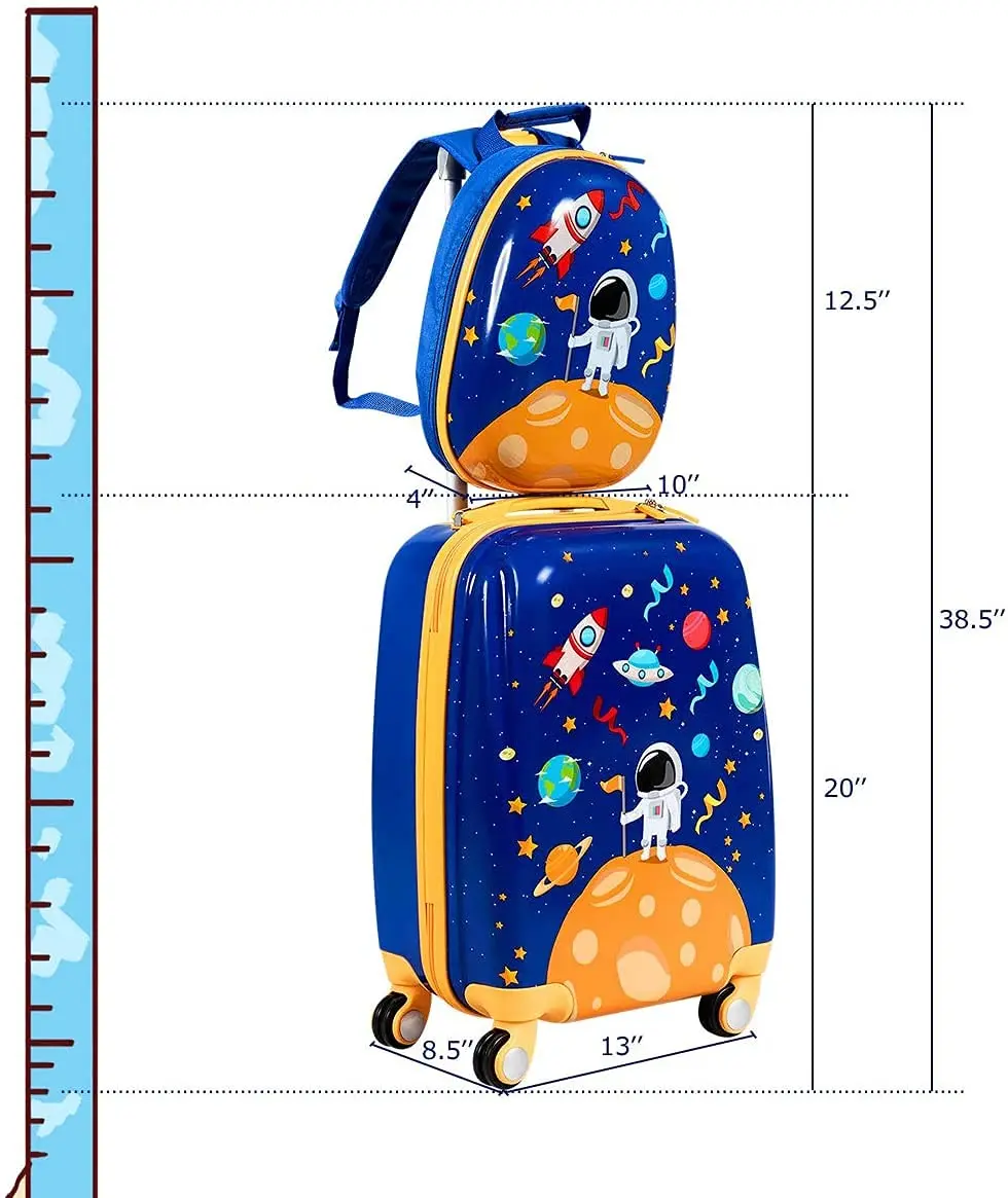 HONEY JOY Kids Luggage Set 12" & 18" | Lightweight Durable ABS Suitcase for Boys Girls - view 7
