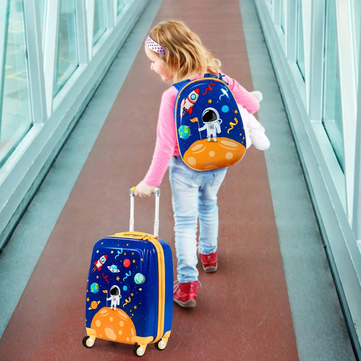 HONEY JOY Kids Luggage Set 12" & 18" | Lightweight Durable ABS Suitcase for Boys Girls - view 3