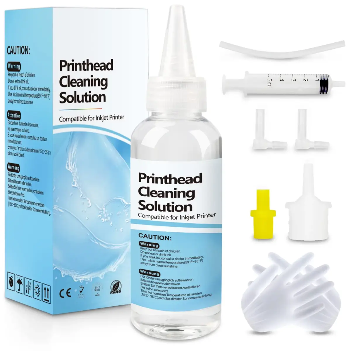 Wawocs Printhead Cleaning Kit 100ml (3.38 Fl Oz) | Professional Inkjet Printer Head Cleaner for Epson, HP, Canon - main product image