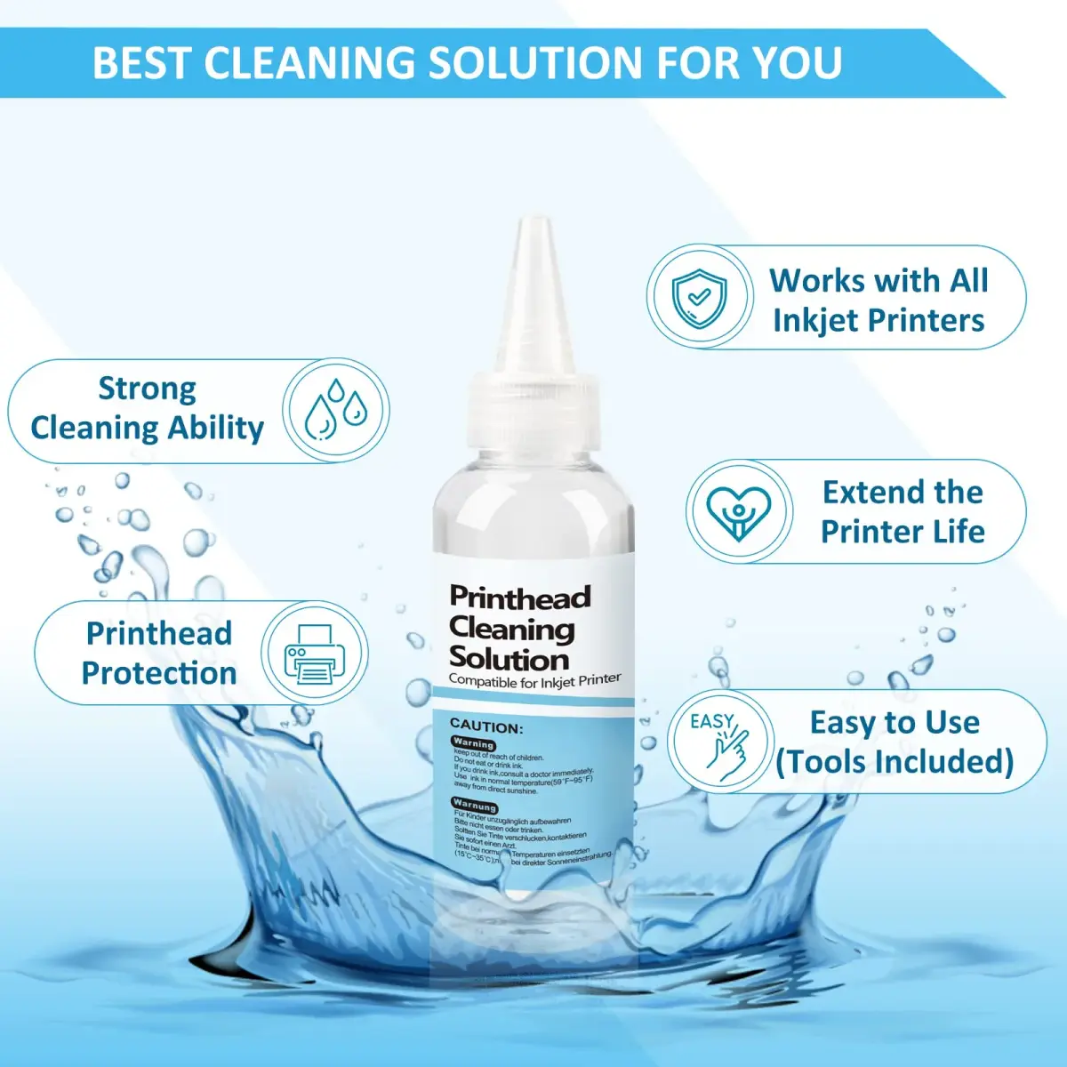 Wawocs Printhead Cleaning Kit 100ml (3.38 Fl Oz) | Professional Inkjet Printer Head Cleaner for Epson, HP, Canon - view 6