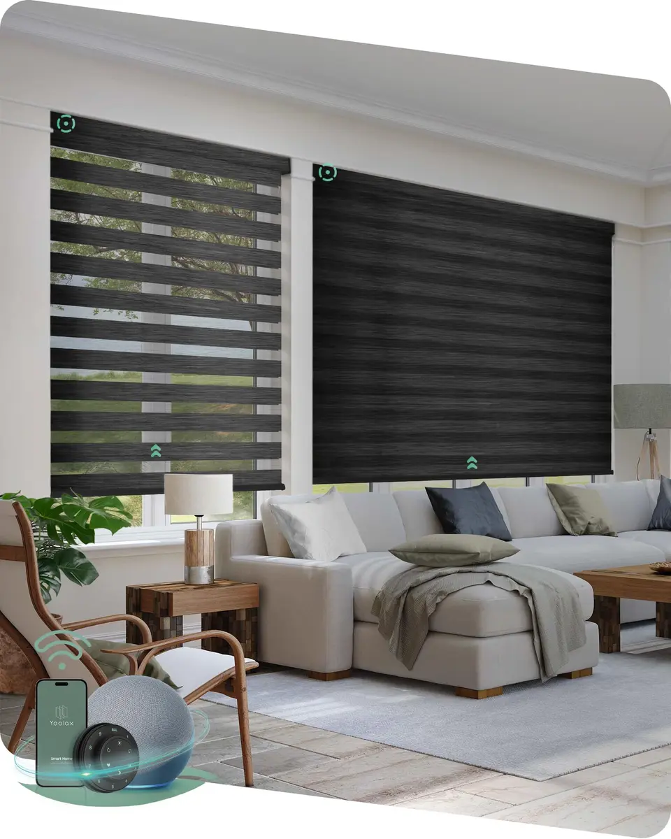 Yoolax Motorized Zebra Blinds with Remote | Room Darkening Smart Blinds for Home & Office - main product image