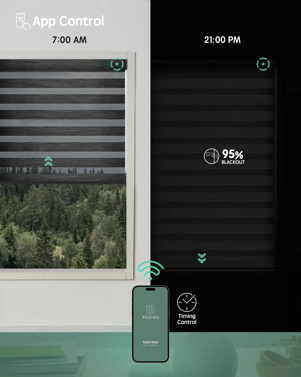 Yoolax Motorized Zebra Blinds with Remote | Room Darkening Smart Blinds for Home & Office - view 4