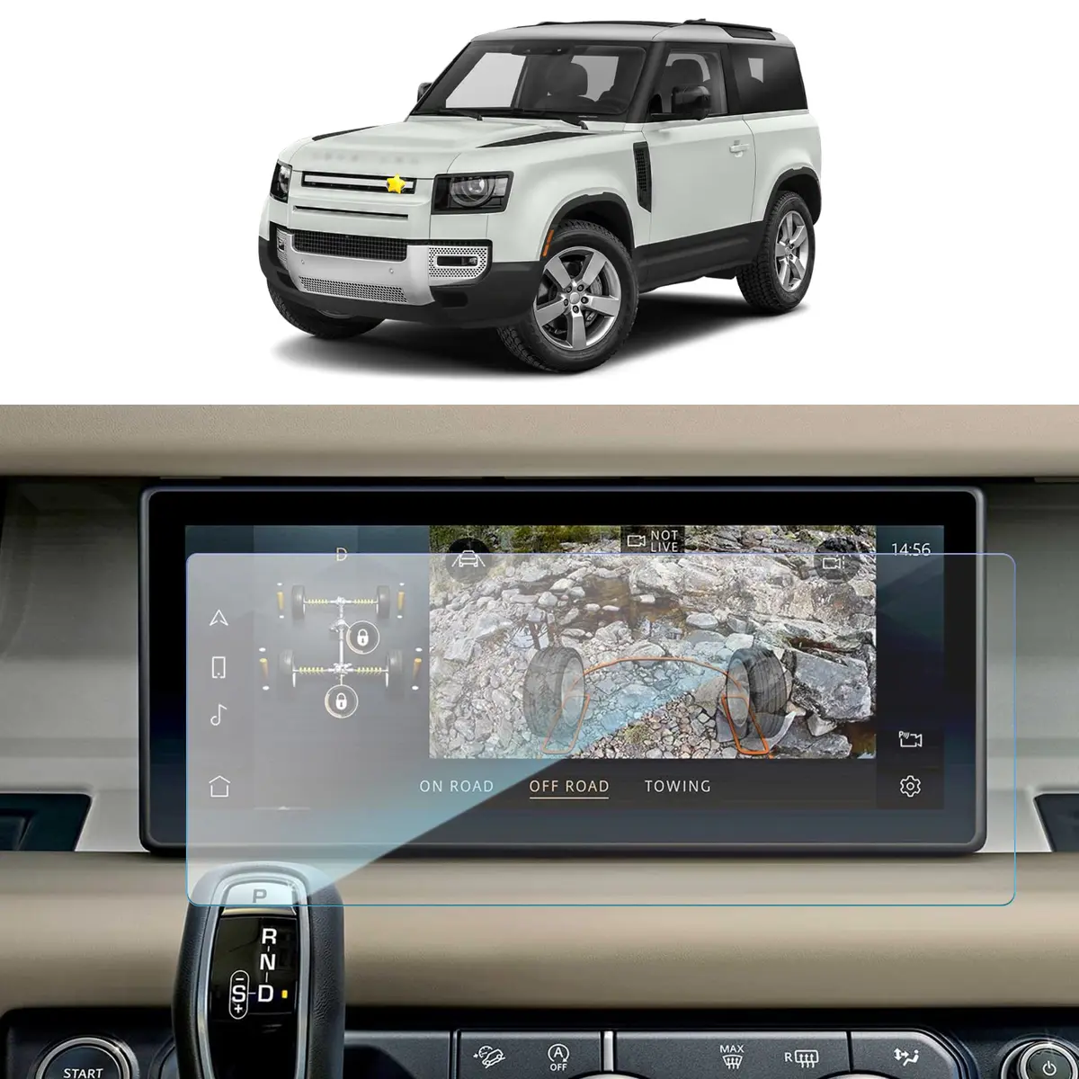 SKTU 10 Inch Tempered Glass Screen Protector for Land Rover Defender 90/110 (2020-2022) | Anti-Glare HD Clear - main product image