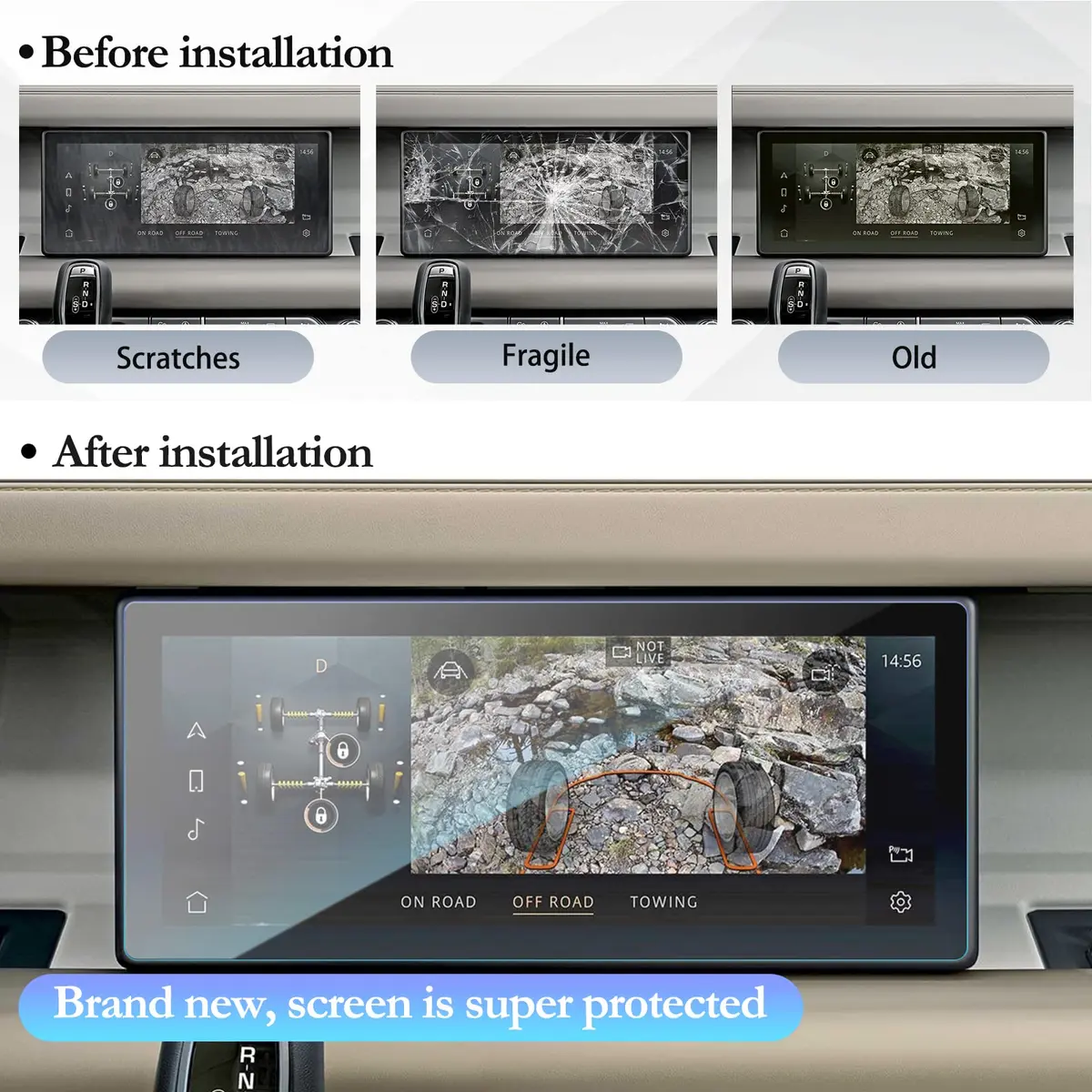 SKTU 10 Inch Tempered Glass Screen Protector for Land Rover Defender 90/110 (2020-2022) | Anti-Glare HD Clear - view 5