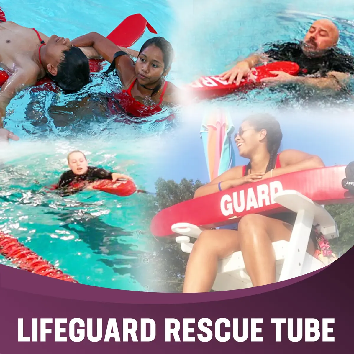 Kemp USA 50-inch Lifeguard Rescue Tube with Guard Logo | Professional Flotation for Aquatic Safety - view 5