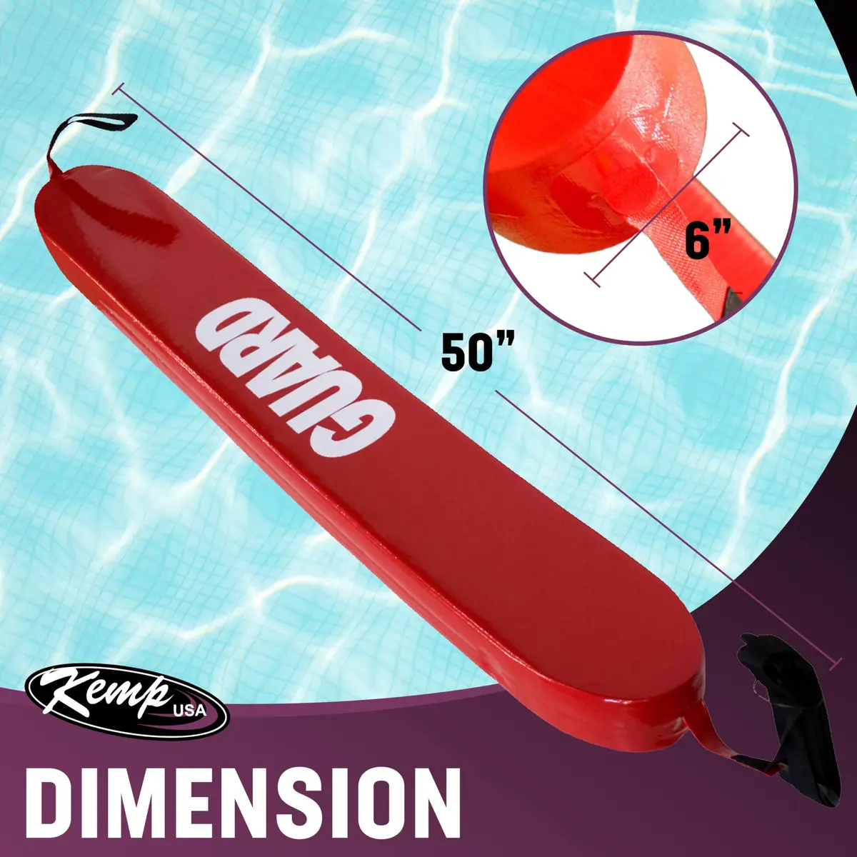Kemp USA 50-inch Lifeguard Rescue Tube with Guard Logo | Professional Flotation for Aquatic Safety - view 2