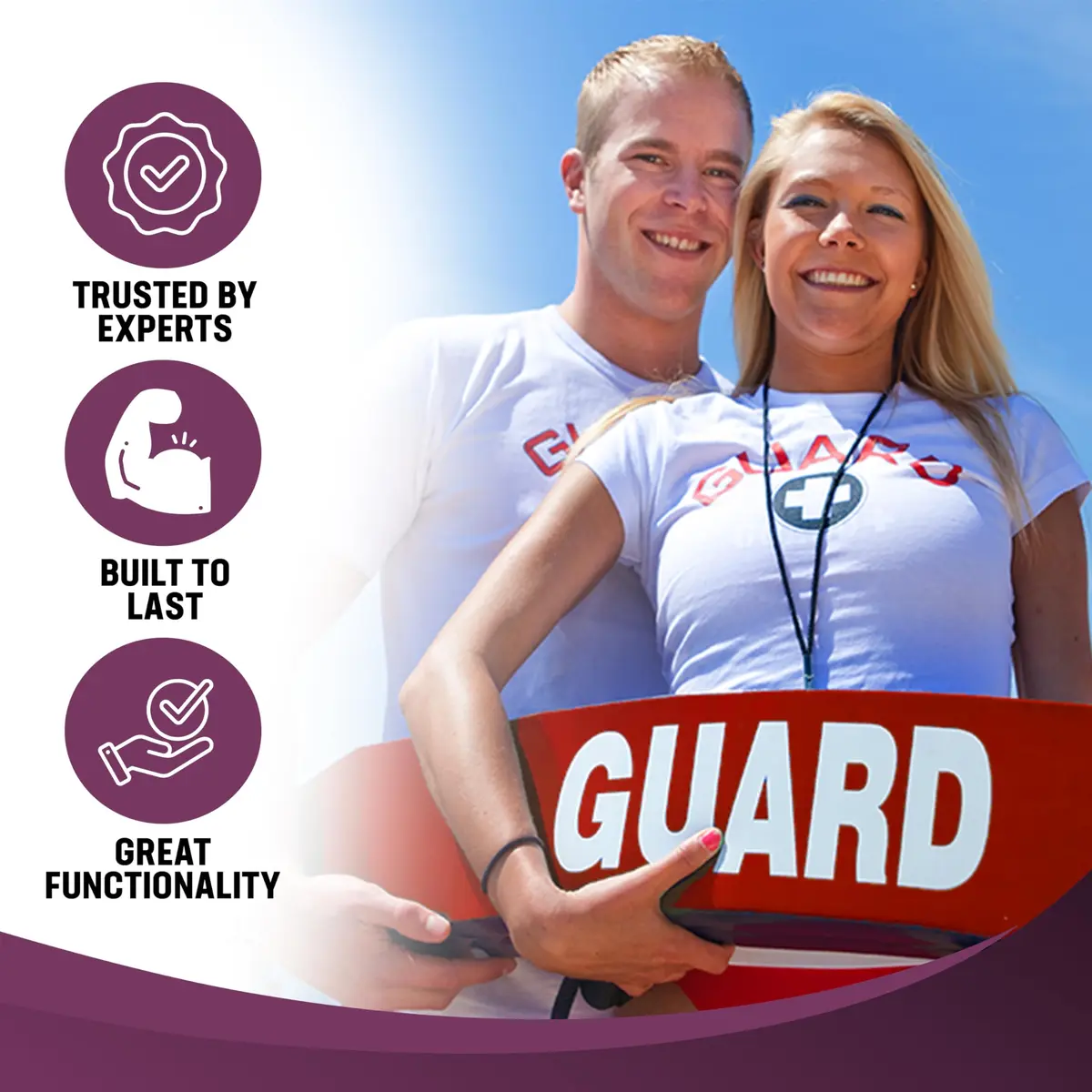 Kemp USA 50-inch Lifeguard Rescue Tube with Guard Logo | Professional Flotation for Aquatic Safety - view 4