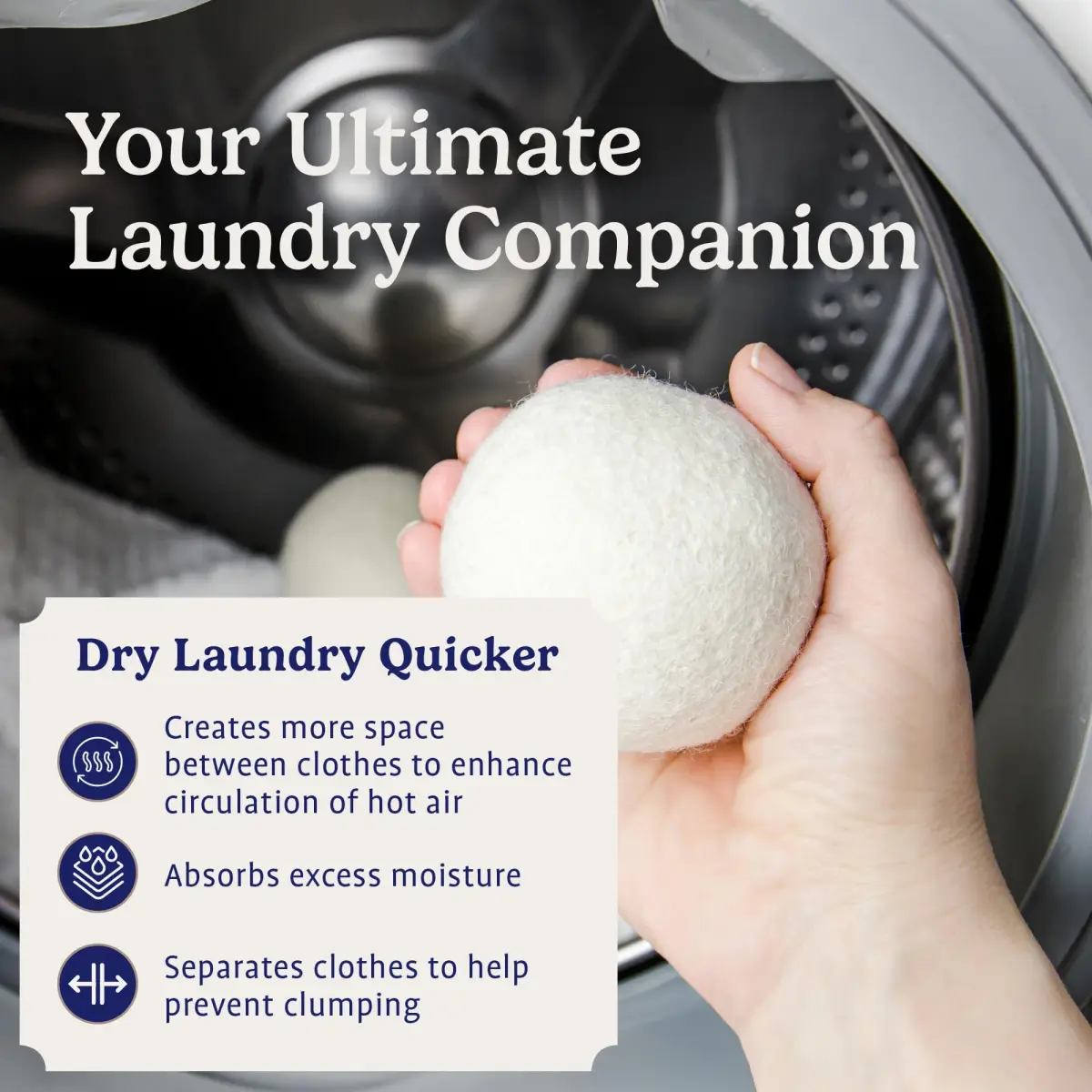 Handy Laundry Wool Dryer Balls 4-Pack, Reusable Natural Fabric Softener | 7.6 cm (3") Diameter - view 4