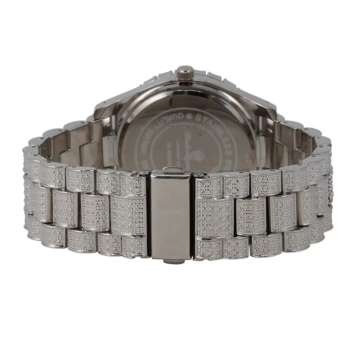 Charles Raymond Watch Flawless Multi Color Big Diamond Ice Rollie - ST10327DxxS (Silver Rainbow) | Hip Hop Style, 28 Crystals, Blood Red Dial - view 5