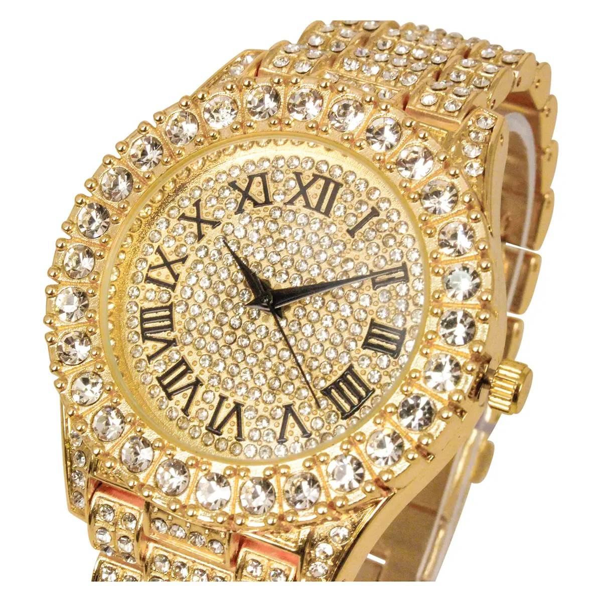 Charles Raymond Mens Big Rocks Bezel with Color Roman Numerals 1.75in Dial | Luxury Look Watch with Crystals - view 5