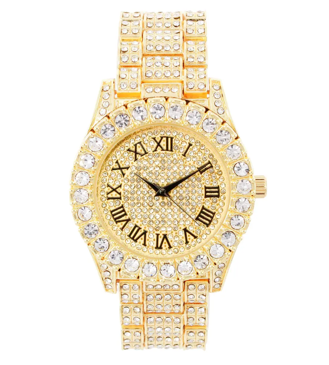 Charles Raymond Mens Big Rocks Bezel with Color Roman Numerals 1.75in Dial | Luxury Look Watch with Crystals - main product image