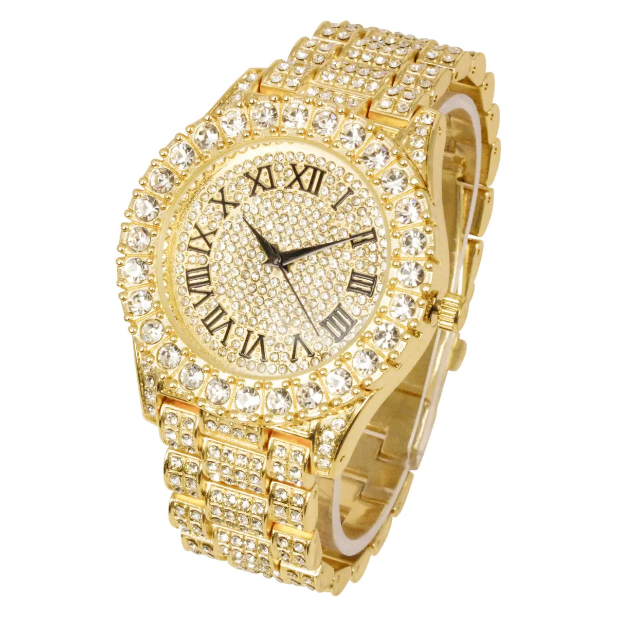 Charles Raymond Mens Big Rocks Bezel with Color Roman Numerals 1.75in Dial | Luxury Look Watch with Crystals - view 2