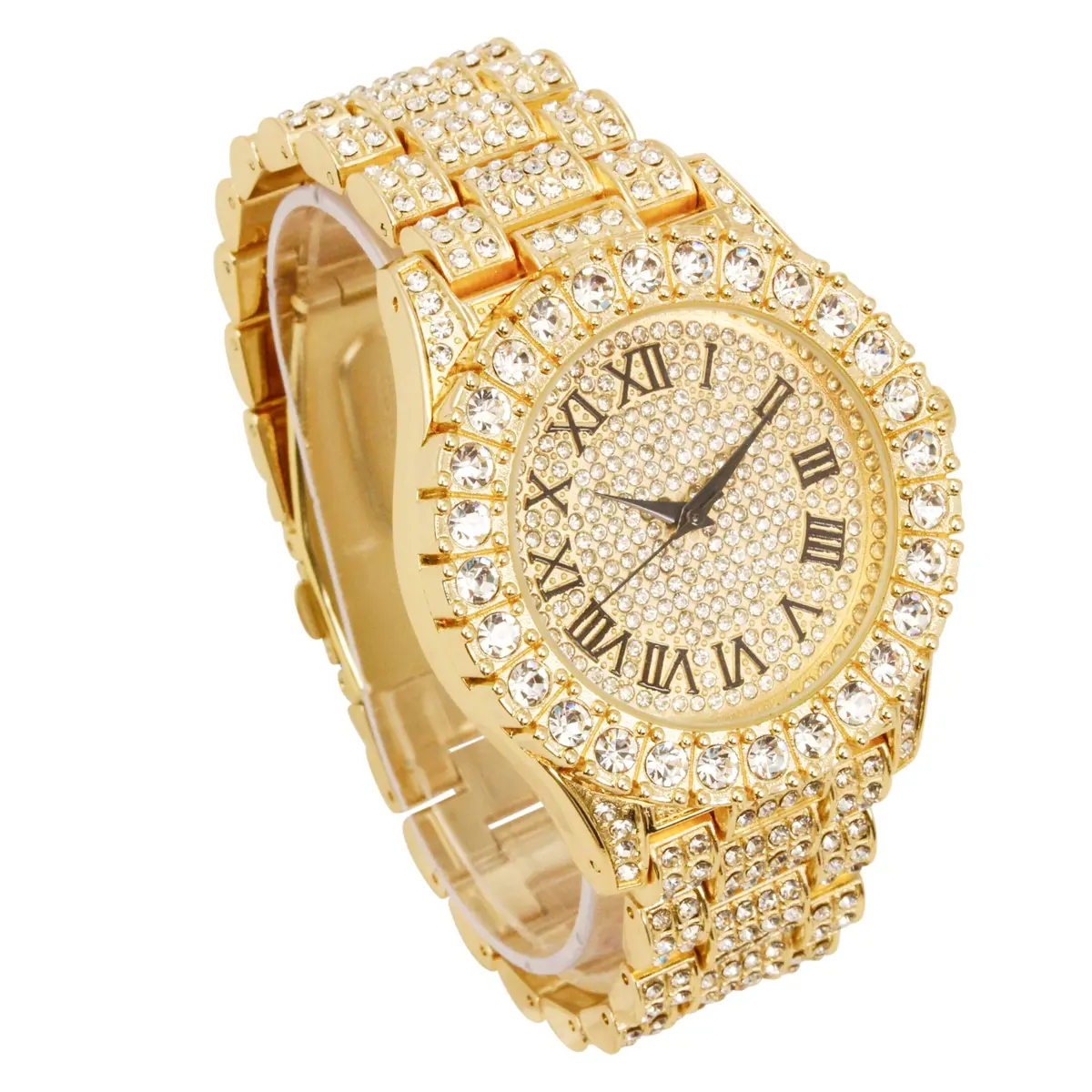 Charles Raymond Mens Big Rocks Bezel with Color Roman Numerals 1.75in Dial | Luxury Look Watch with Crystals - view 3