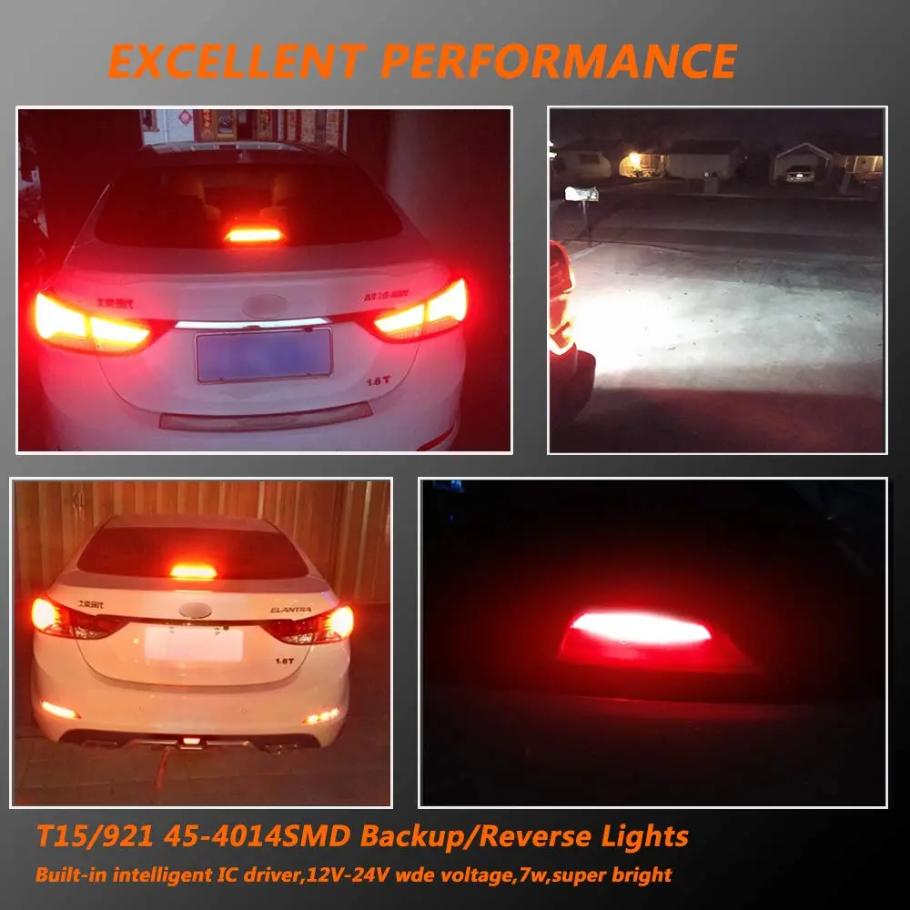firiKer Vehicle Light Bulb 4PCS Brilliant Red 921 T15 W16W | Error Free Reverse Lights - view 5
